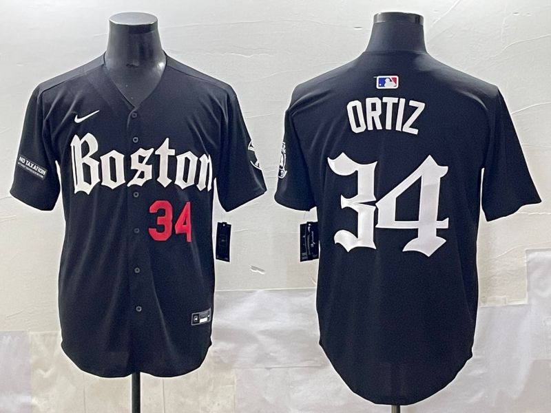 Men 2025 Boston Red Sox #34 Ortiz Black Five generations Joint Name Nike MLB Jersey style 10->boston red sox->MLB Jersey